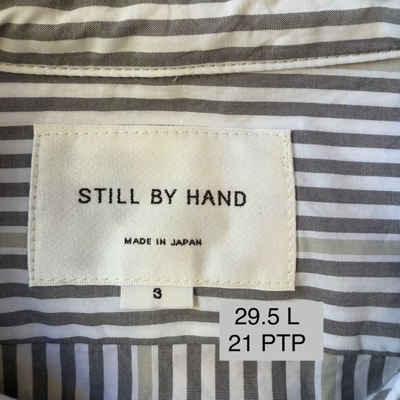 Still By Hand Shirt 3 Striped Cotton Button Up Oxford - Picture 7 of 9